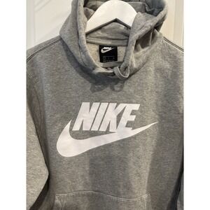 Nike Gray Fleece Graphic Logo Pullover Hoodie Hooded Sweatshirt Small BV2973